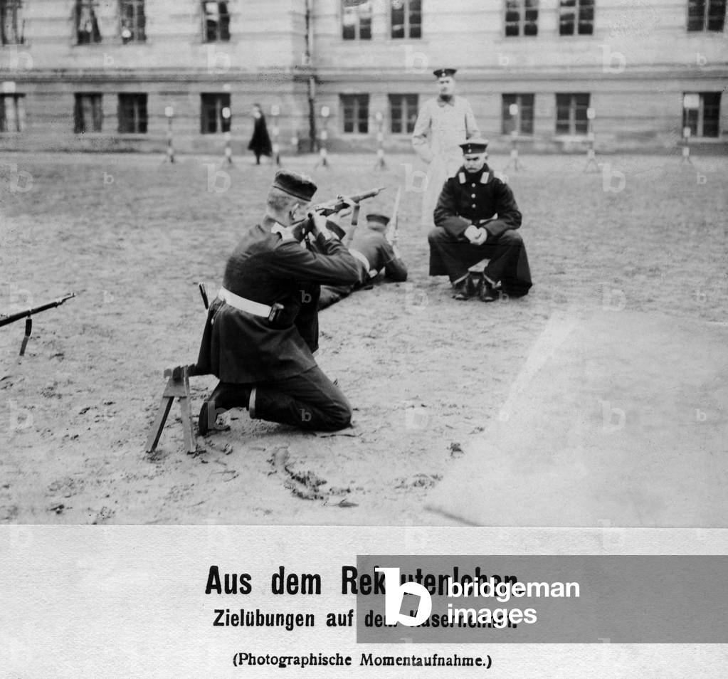 Recruits at target exercises, 1910 (b/w photo)