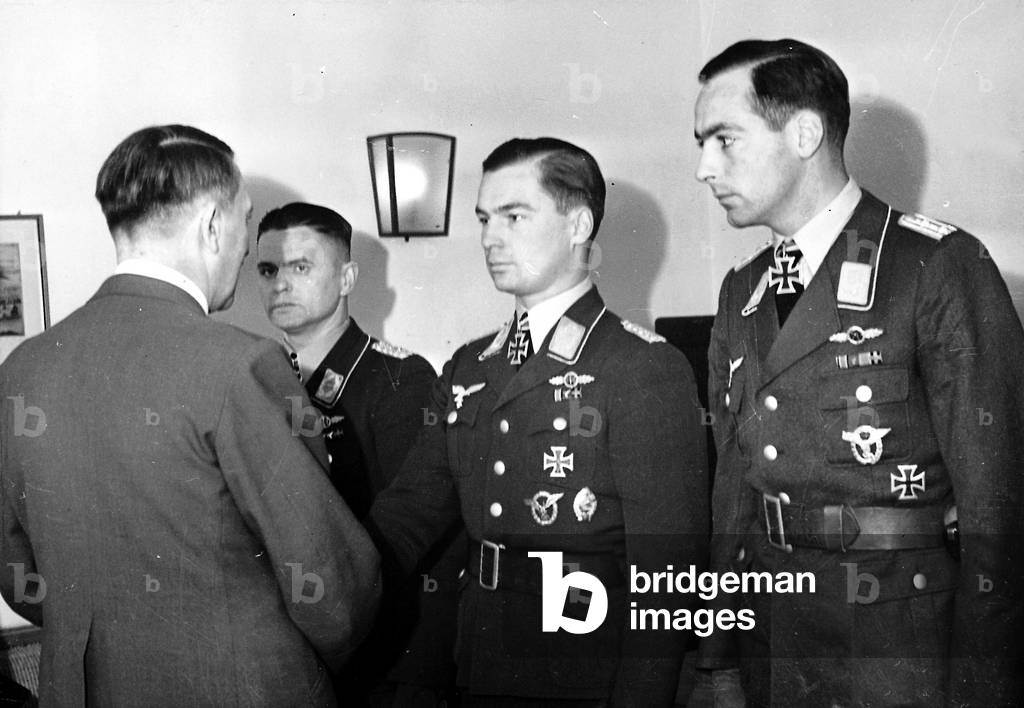 Hitler gives decorations, 1942 (b/w photo)
