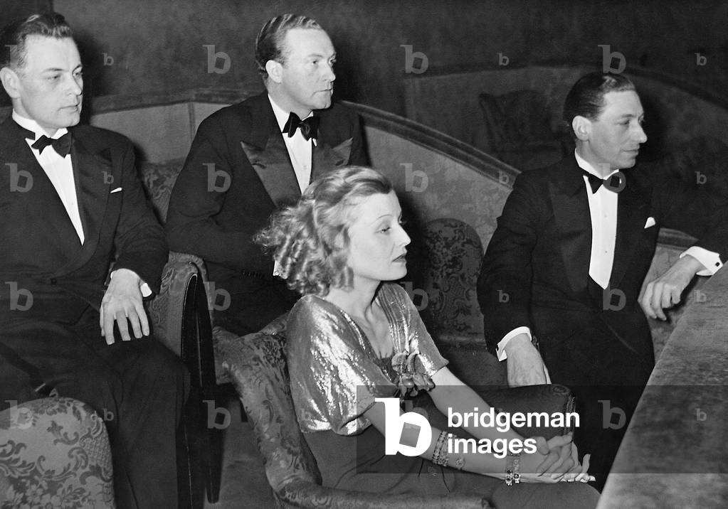 Paul Martin, Willy Fritsch, Lilian Harvey and Willi Birgel, 1935 (b/w photo)