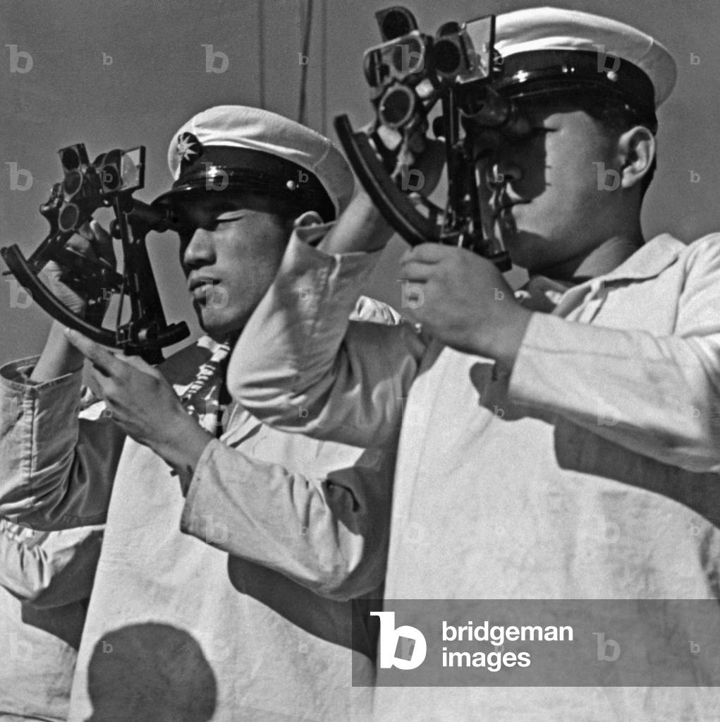 Cadets during navigation exercises, 1930s (b/w photo)