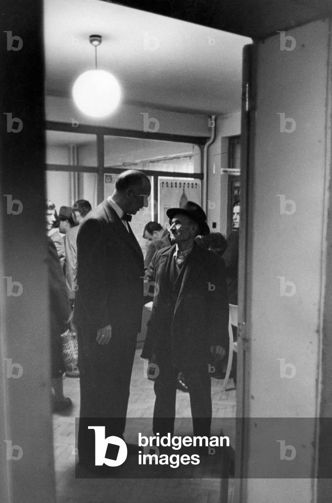 The German Consul in Zagreb having a conversation, 1957 (b/w photo)