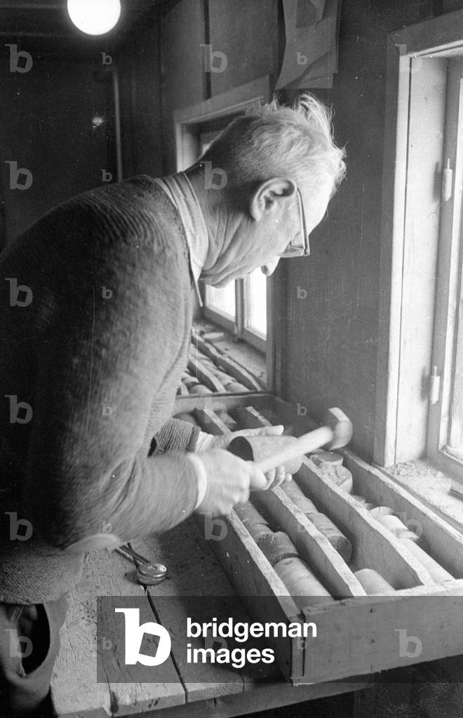 Paleontologist Otto Hoelzl, 1959 (b/w photo)