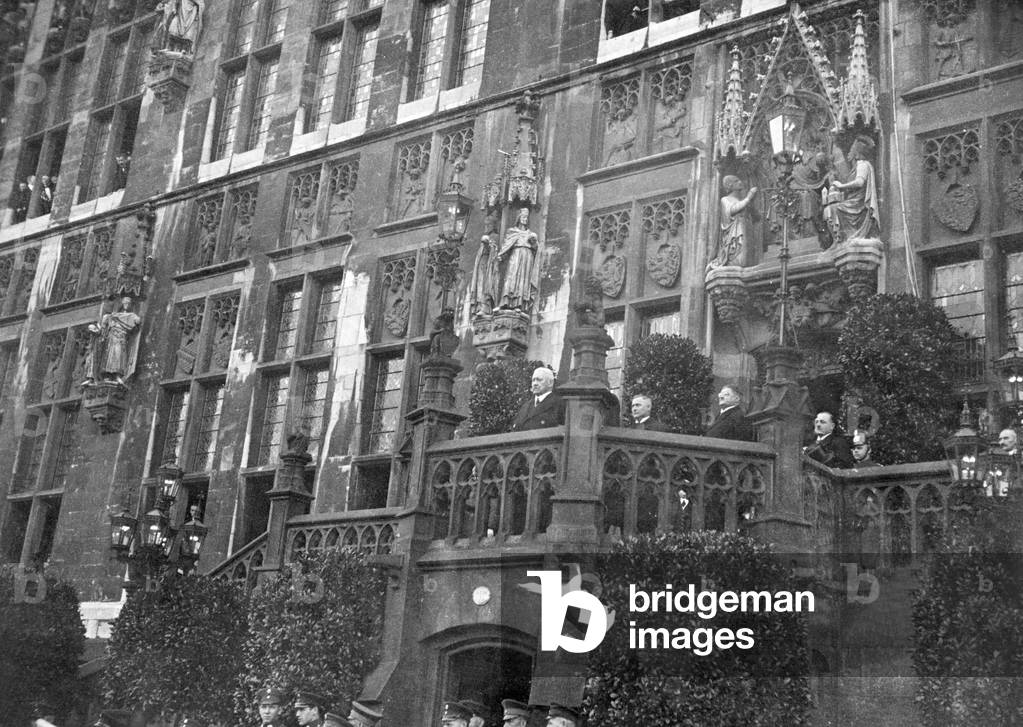 President Paul von Hindenburg giving a speech at the liberation ceremony in Aachen, 1930