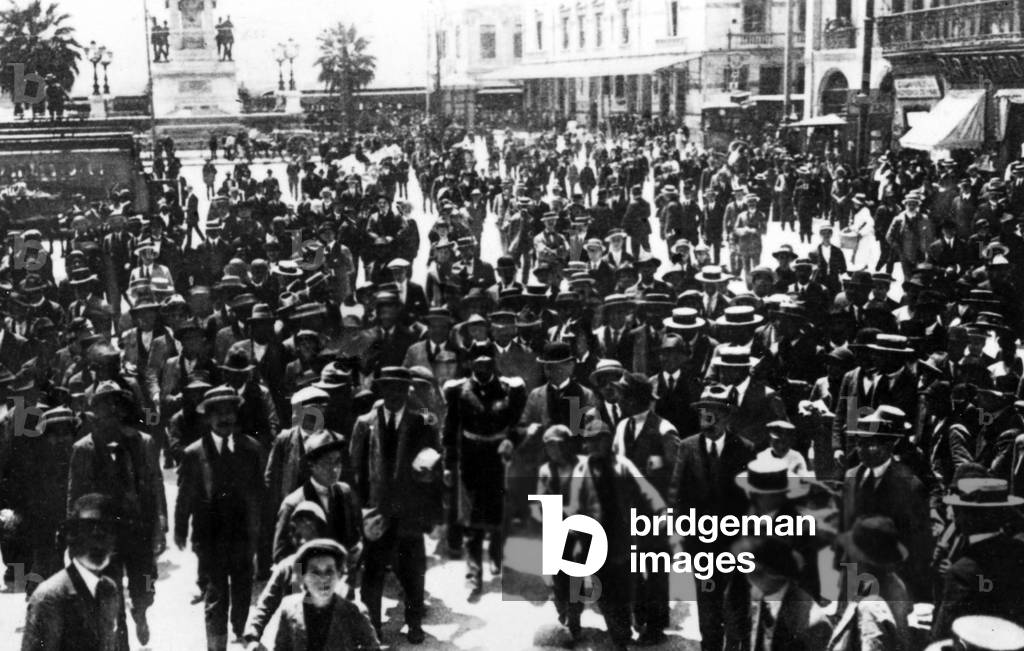 Reception of Vice Admiral Maximilian Graf von Spee in Valparaiso, Chile 3rd November 1914 (b/w photo)