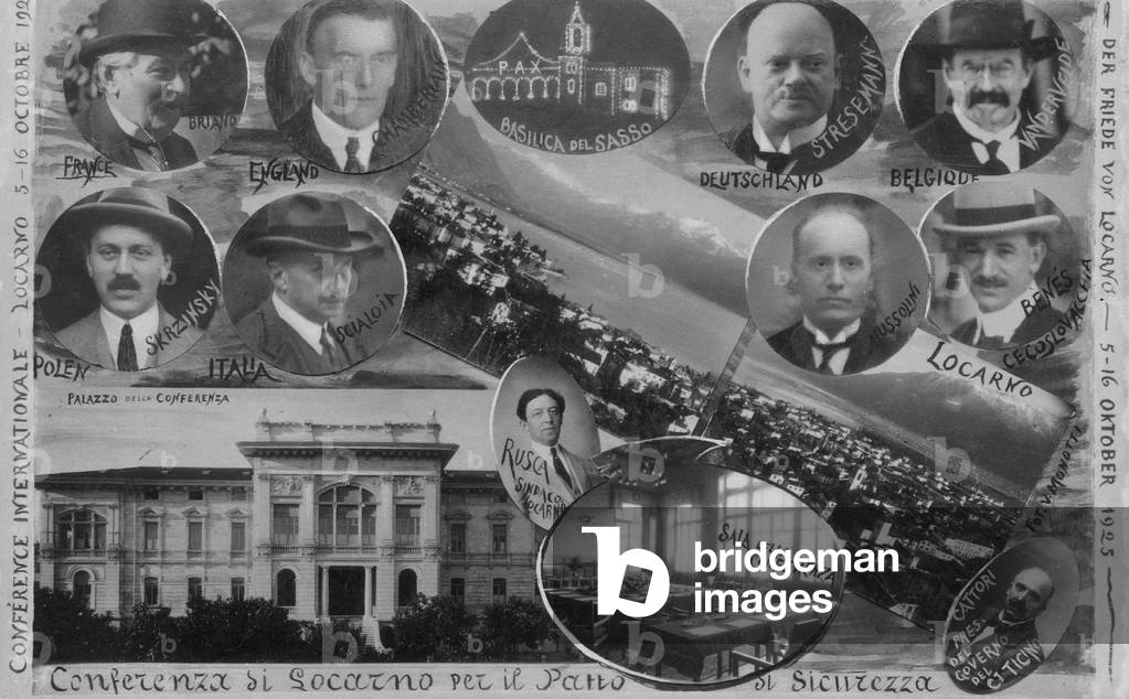 Postcard from the Locarno Conference, 1925 (b/w photo)