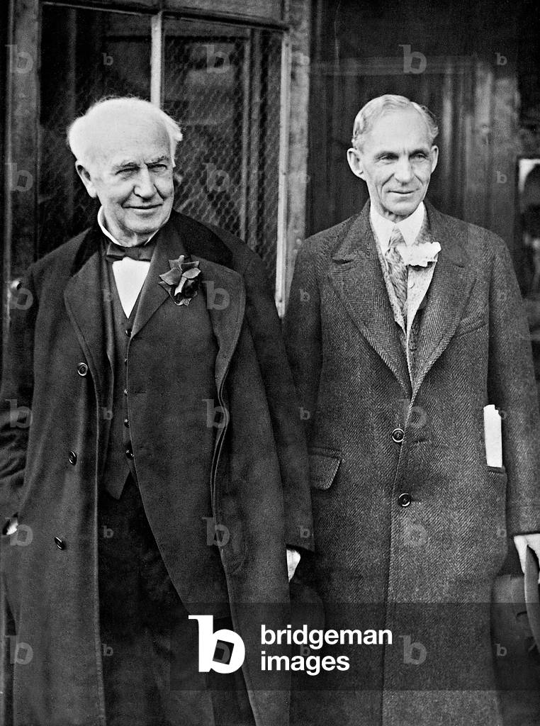 Thomas Alva Edison and Henry Ford, 1927 (b/w photo)