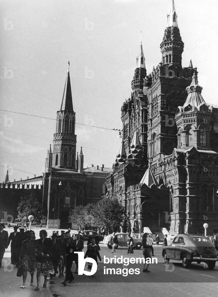 The Red Square in Moscow, 1953 (b/w photo)