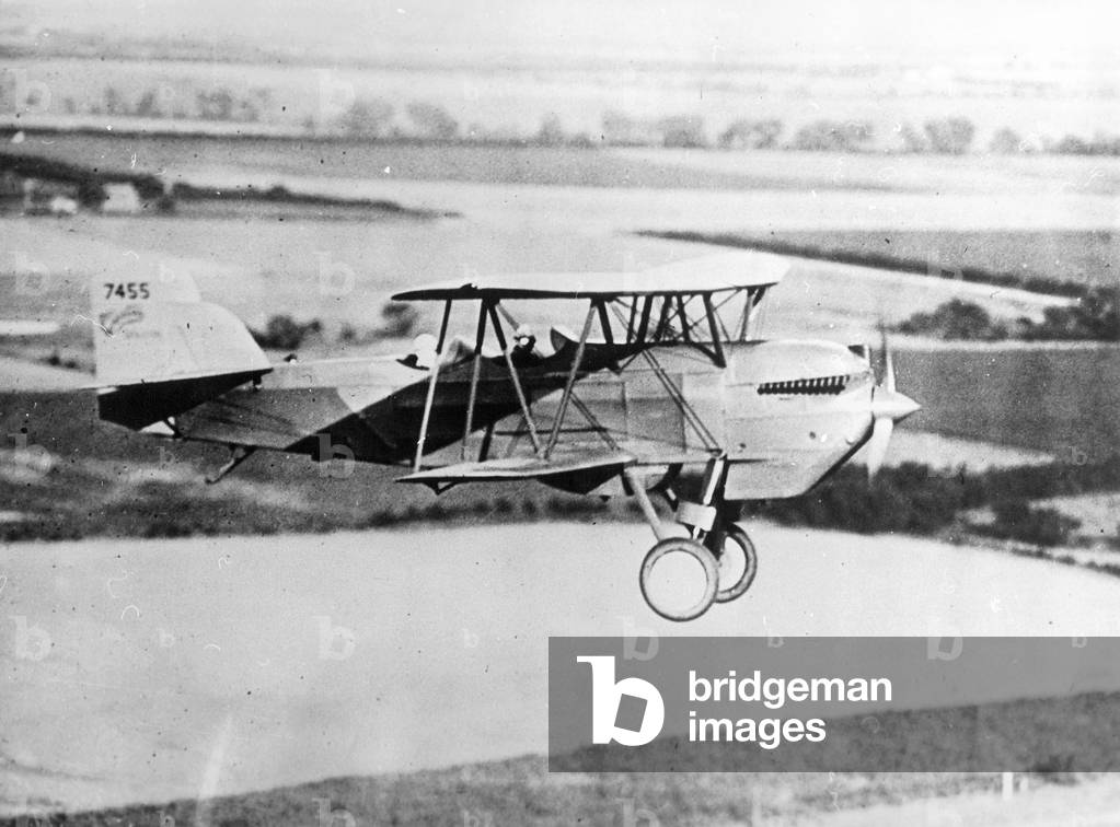 Charles Lindbergh and his bride in a plane (b/w photo)