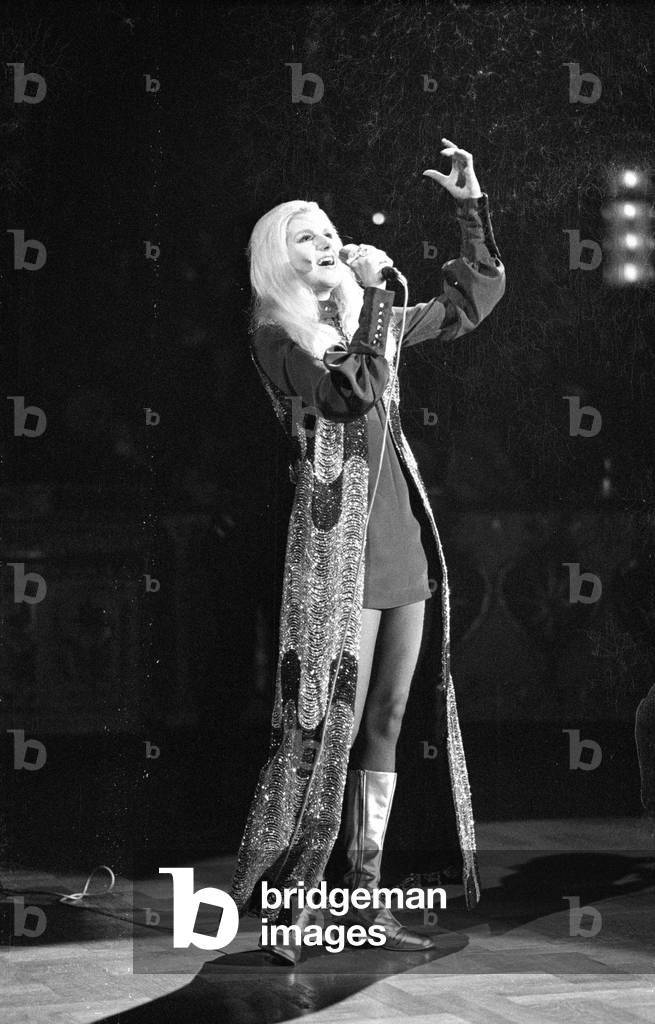 Singer at the Film Ball Munich, 1971 (b/w photo)