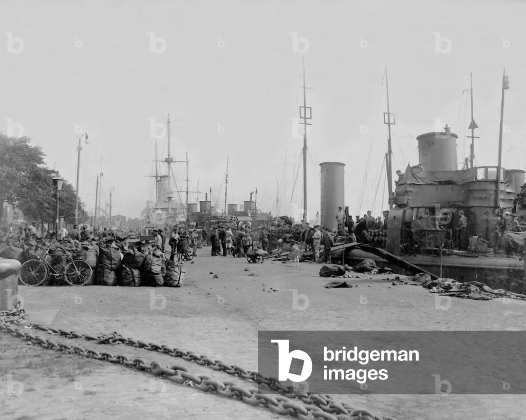 Coal acquisition at fleet maneuvers (b/w photo)