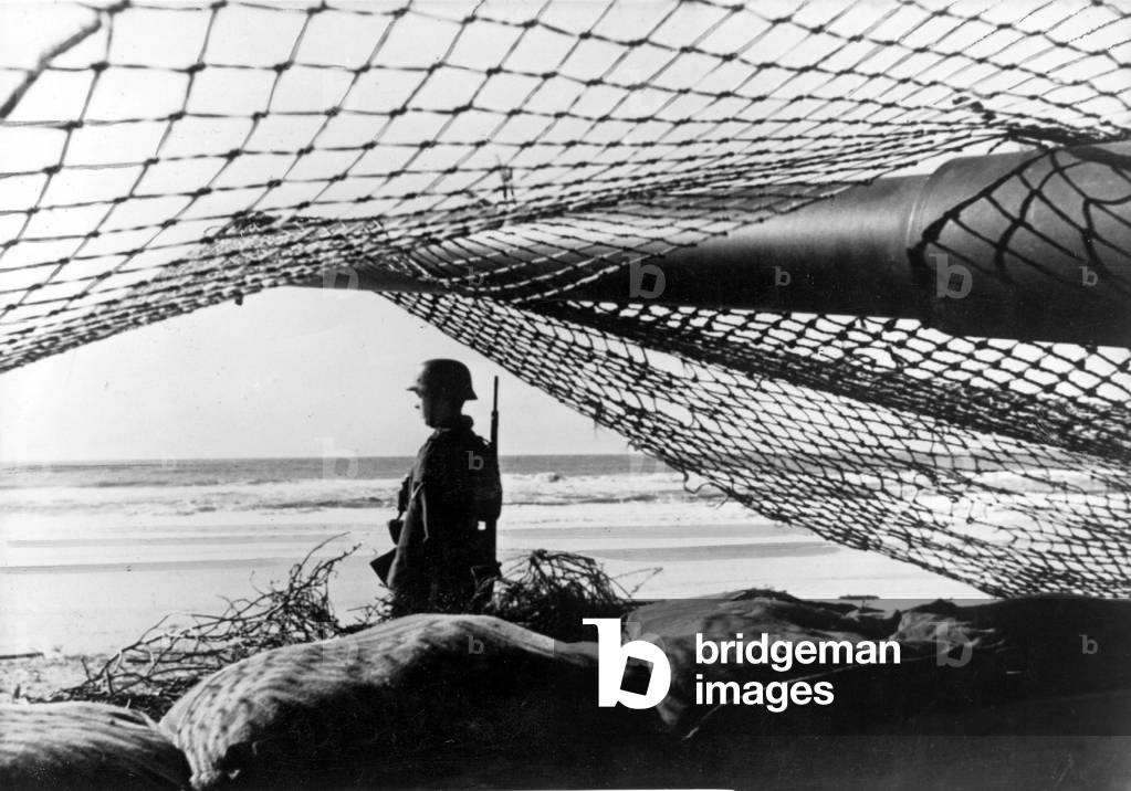 Posts on the Atlantic wall (b/w photo)