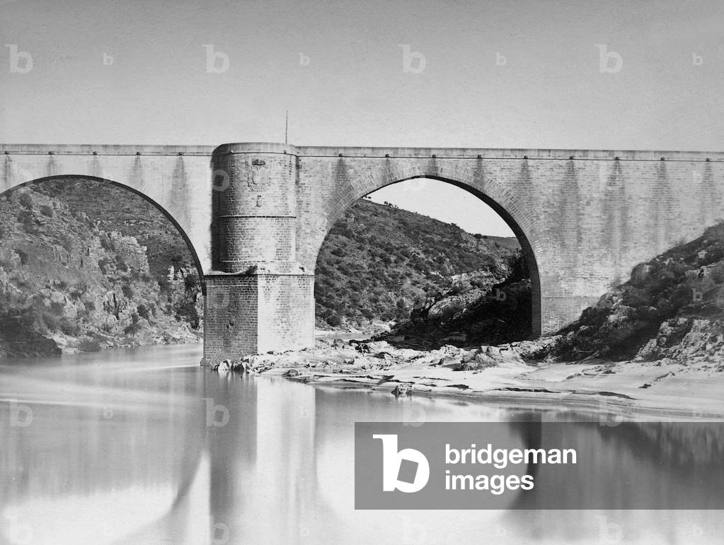 Bridge of Almaraz. (b/w photo)