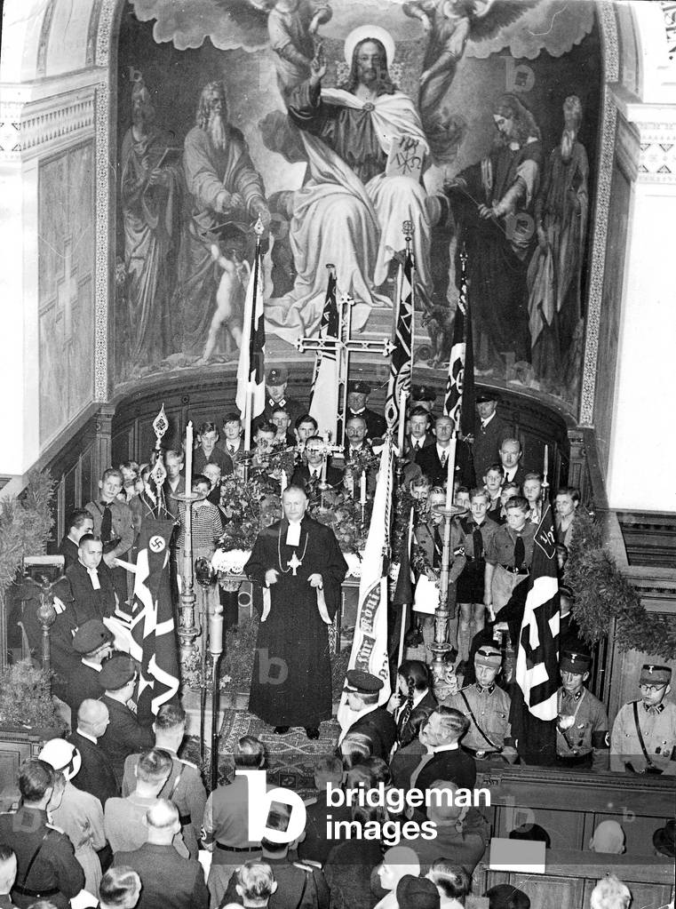 Reich Bishop Ludwig Mueller in the Church of the Redeemer in Sacrow, 1934 (b/w photo)
