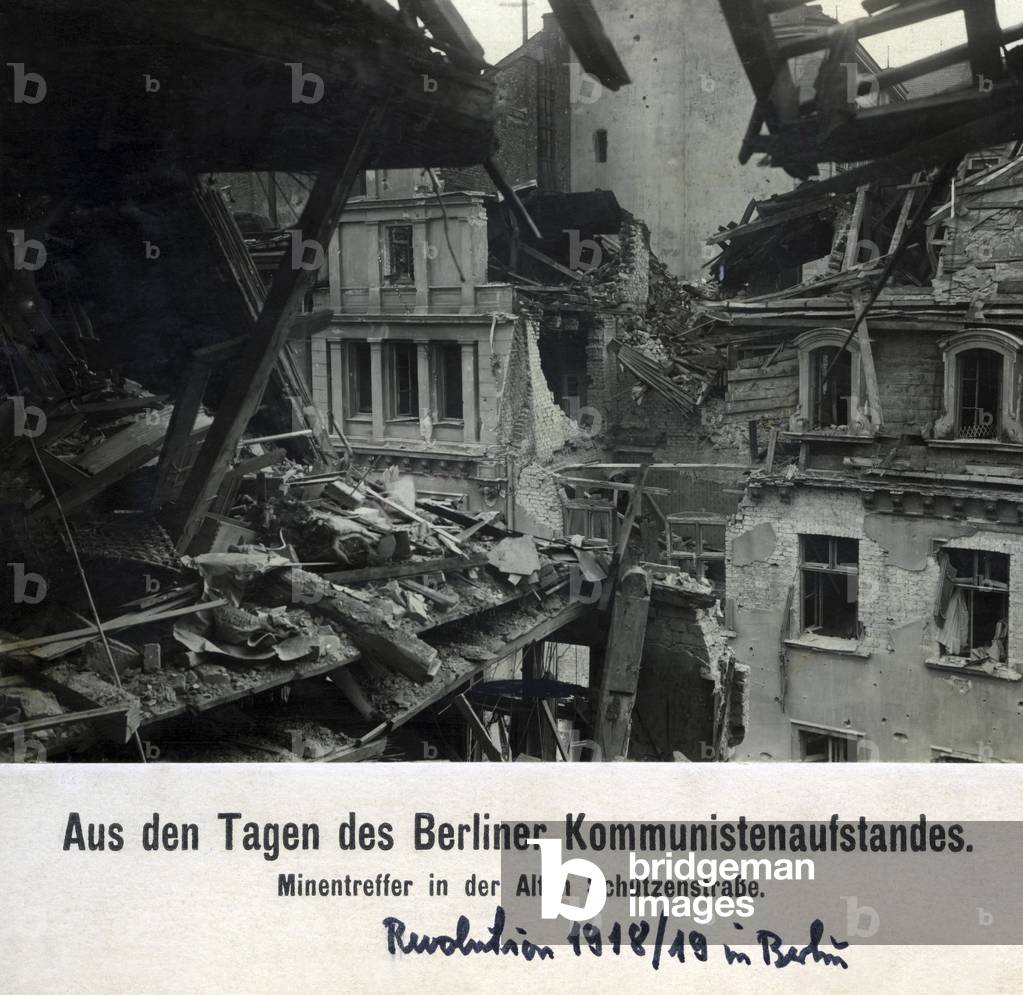Destroyed houses in the Alte Schuetzenstrasse in Berlin, 1919
