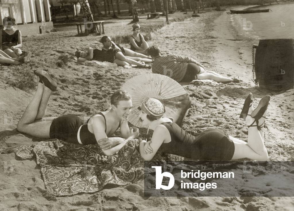 Beach scene, 1927 (b/w photo)