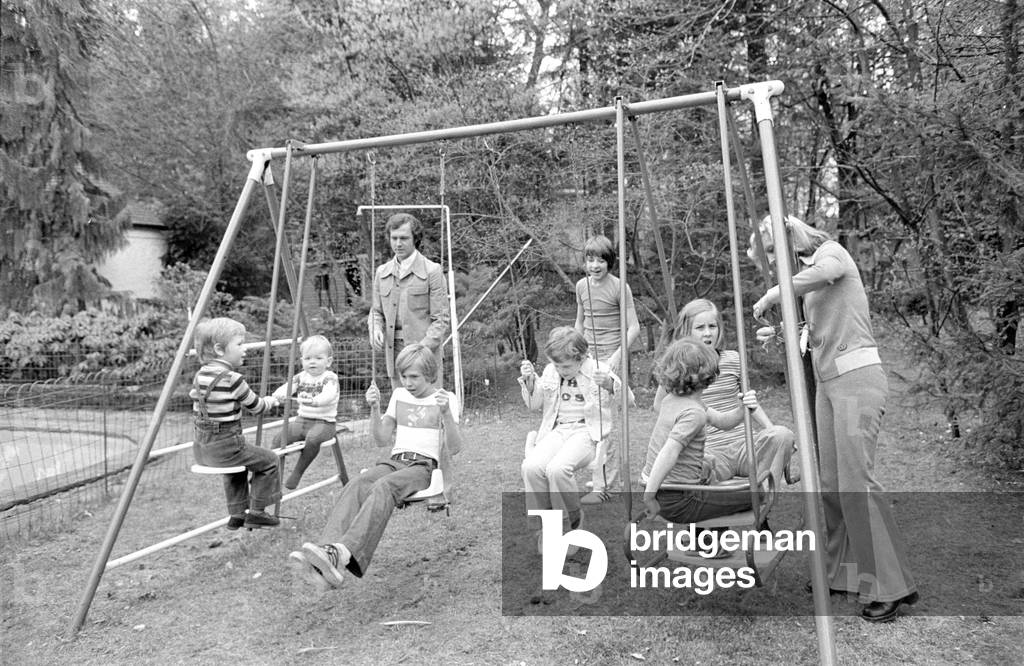 The Beckenbauer family, 1974 (b/w photo)
