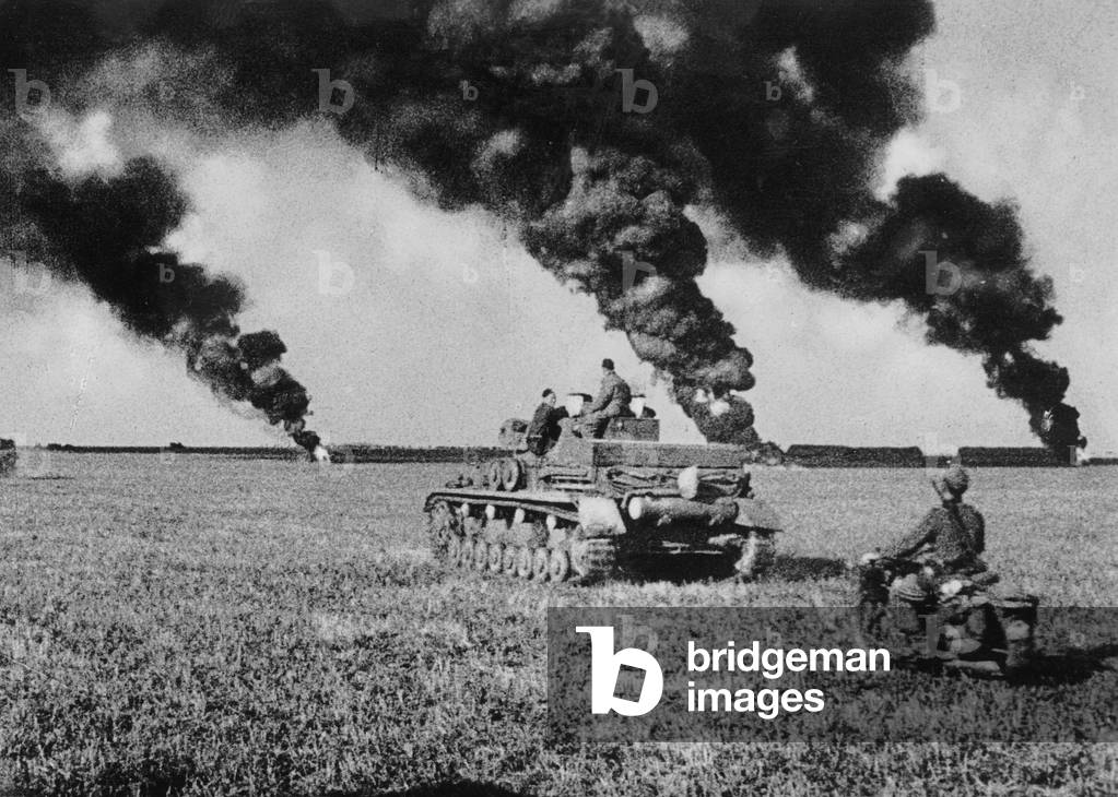 German tank IV after the fight, 1941 (b/w photo)