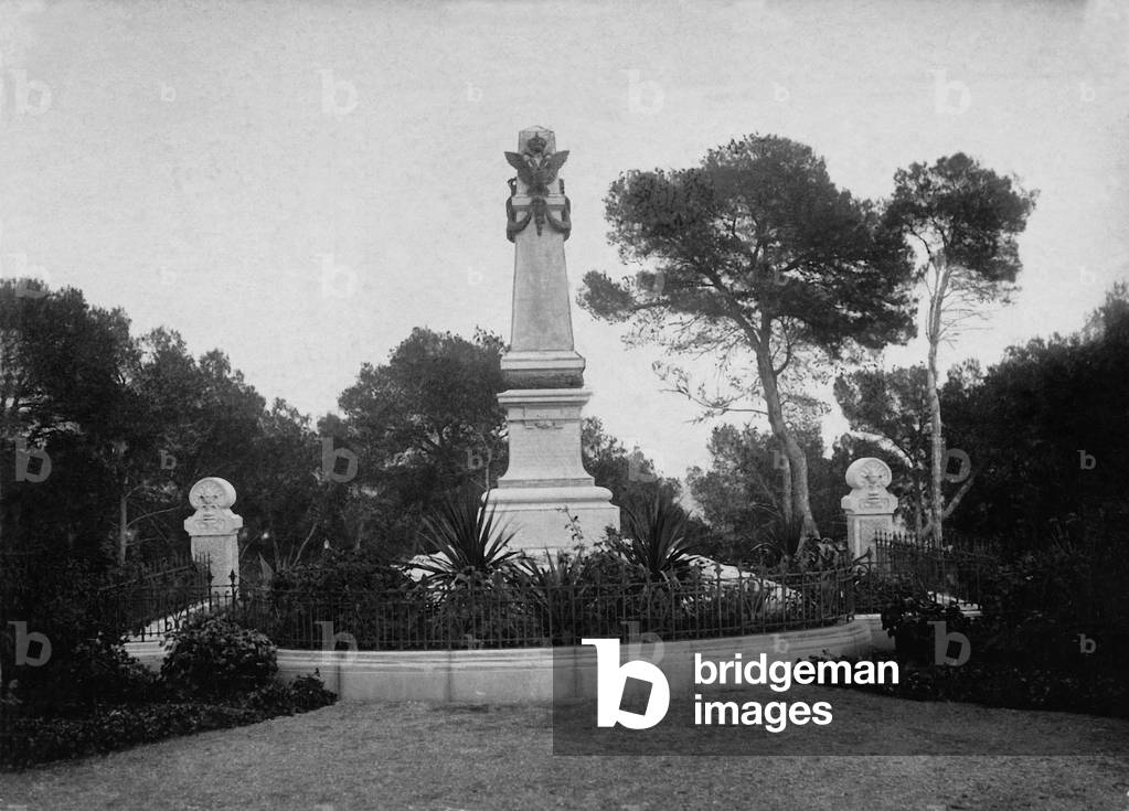 Monument of Empress Elisabeth of Austria on Cape St Martin (b/w photo)