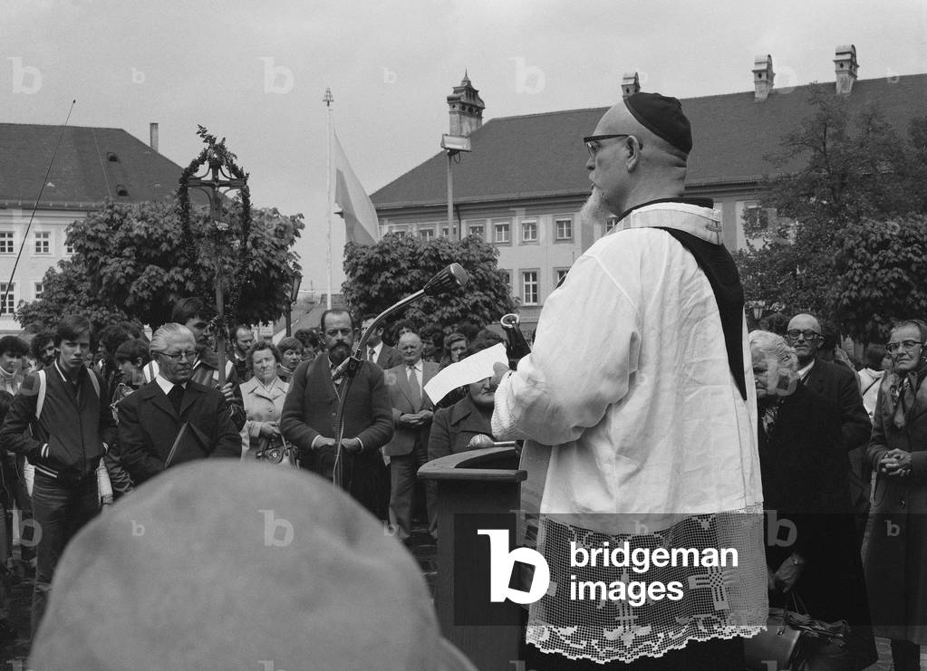 Priest in Altötting, 1978 (b/w photo)
