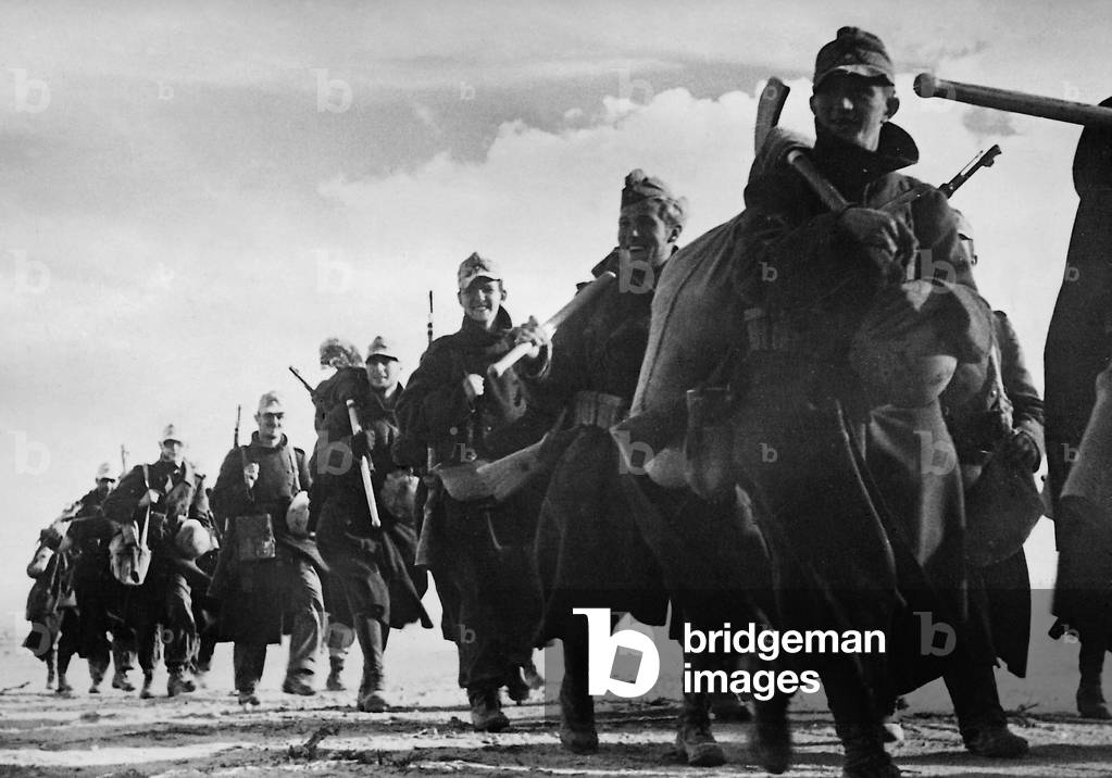German Afrika Korps during the Battle of Agedabia, 1942 (b/w photo)