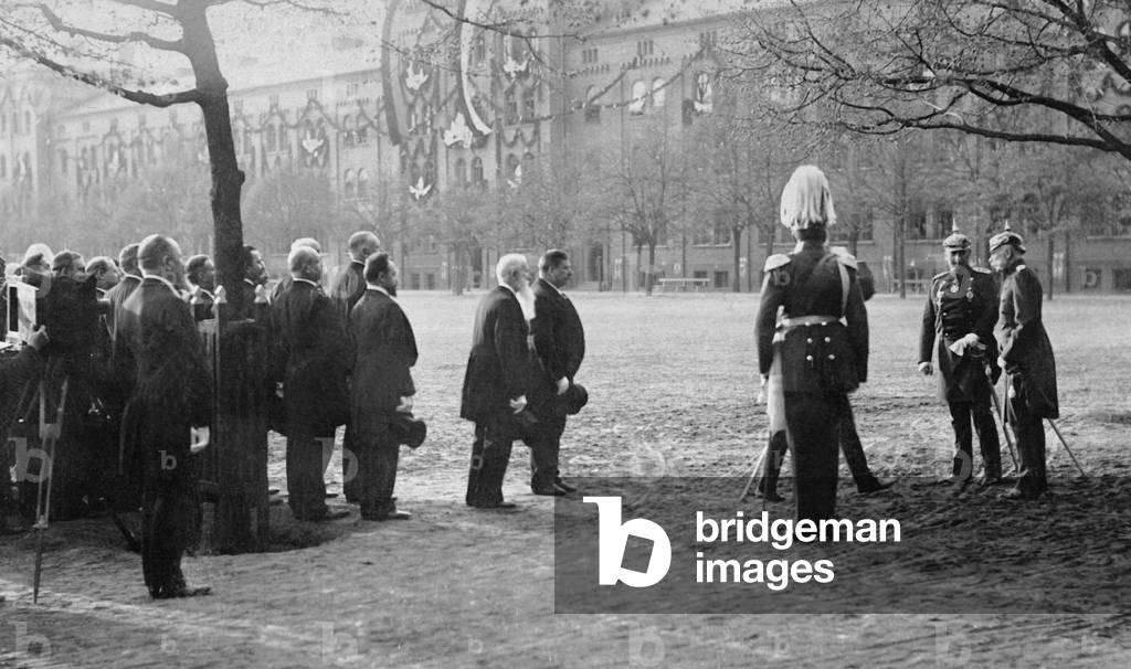Emperor Franz Joseph I visited Emperor Wilhelm II in Berlin, 1900 (b/w photo)