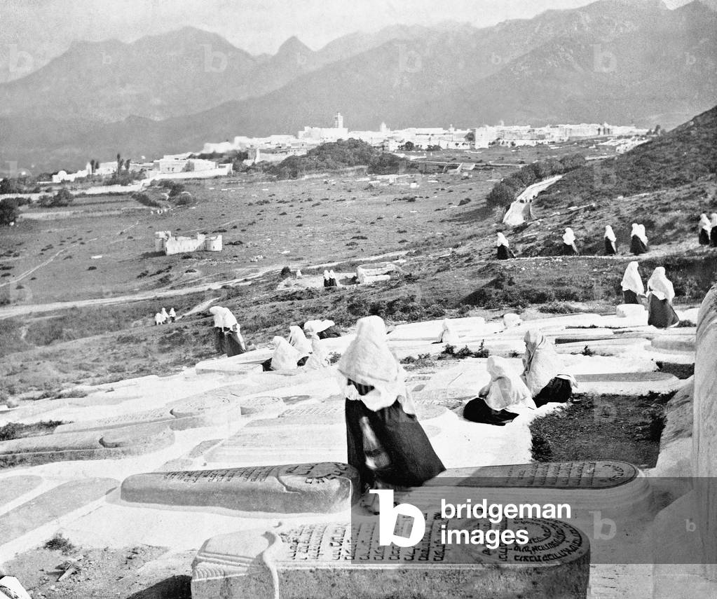 Jewish cemetery in Morocco, 1903 (b/w photo)