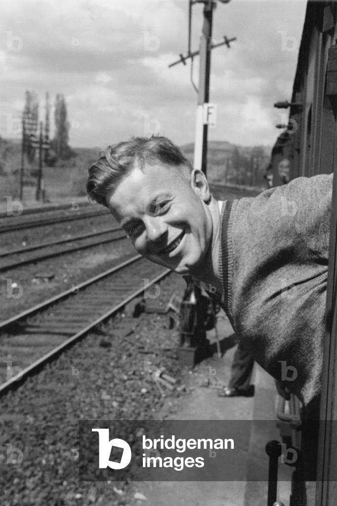 German soldier on a train, 1941-1945 (b/w photo)