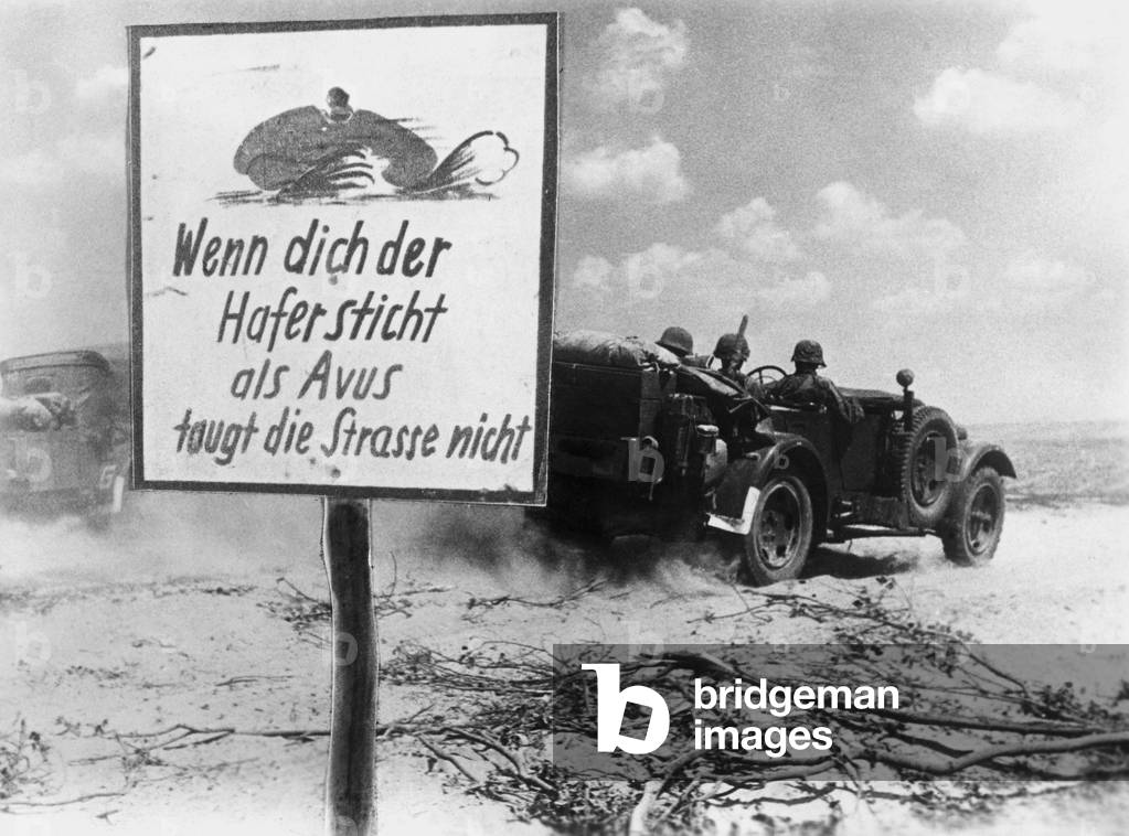 Danger sign at a runway in Russia, 1941 (b/w photo)
