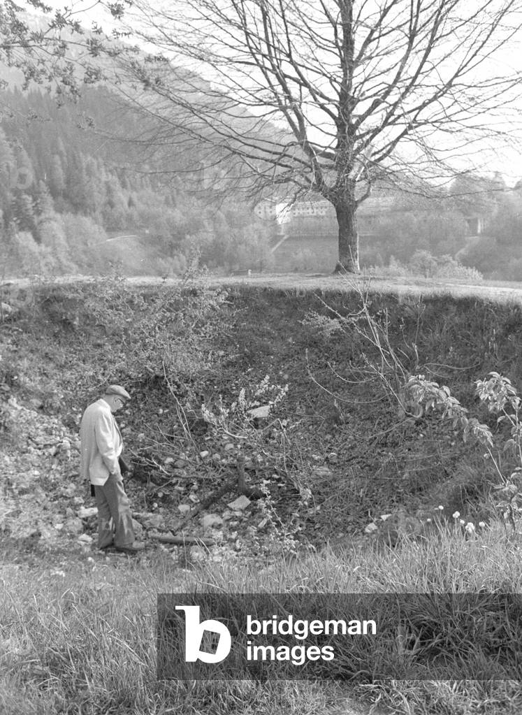 Bomb crater on the Obersalzberg, 1974 (b/w photo)
