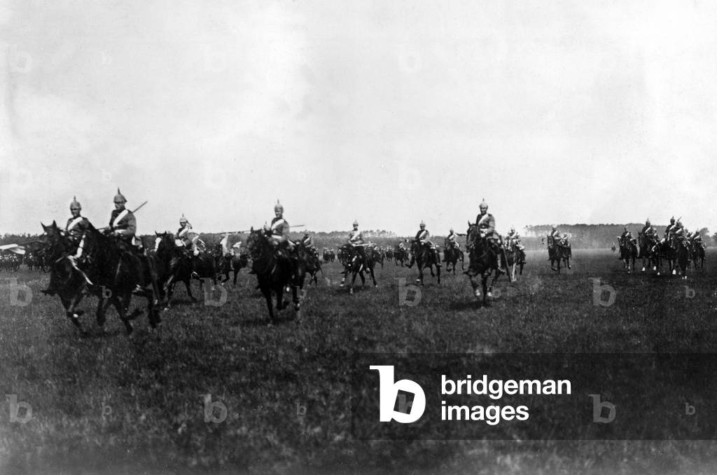 Parade of the Bavarian Riding Regiment, 1910 (b/w photo)