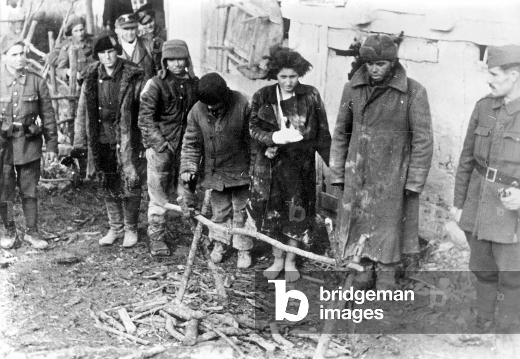Capture of Russian partisans, 1942 (b/w photo)