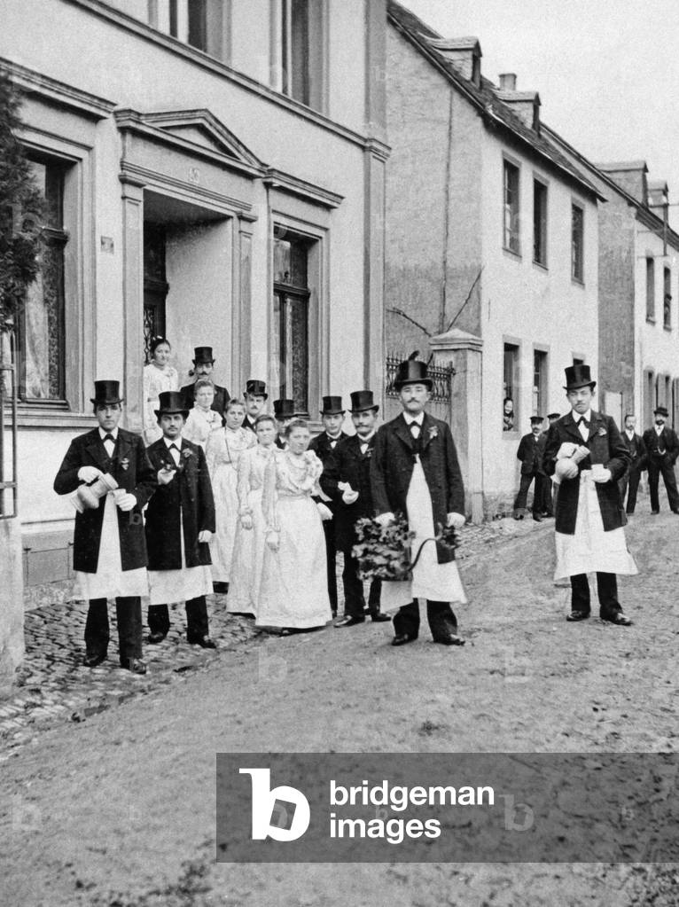 Winemakers' festival in the Rhineland, 1902 (b/w photo)