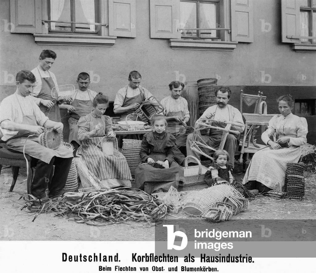 Homeworker at basket weaving, 1902 (b/w photo)