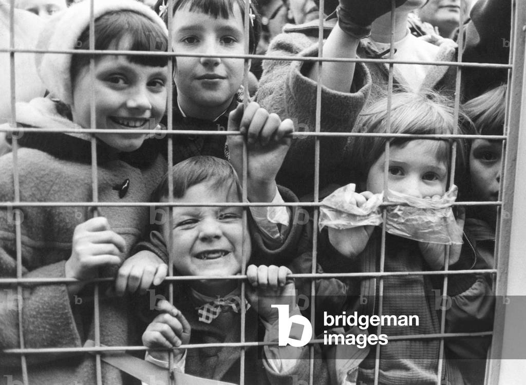 Children at the Bambi award in Karlsruhe,1959 (b/w photo)
