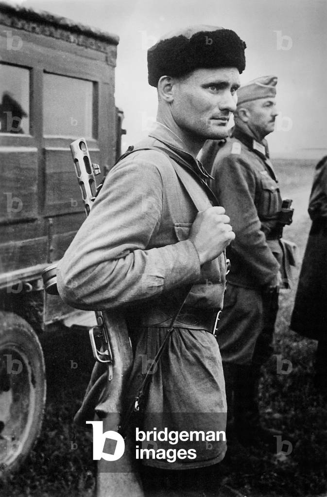 Russian volunteers on the Eastern Front, 1942 (b/w photo)