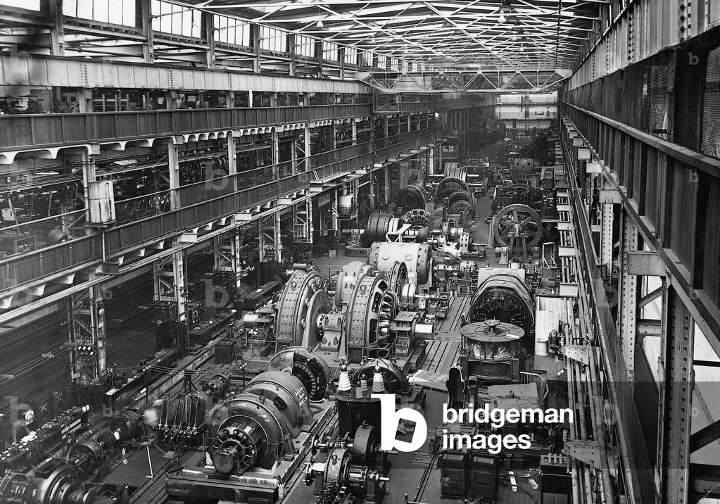 Production of generators at Siemens-Schuckert in Berlin, 1934 (b/w photo)