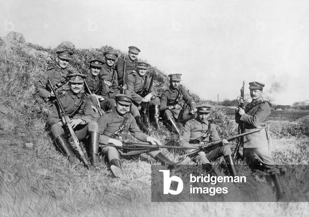 Civilian militia of Tsingtao, 1914 (b/w photo)