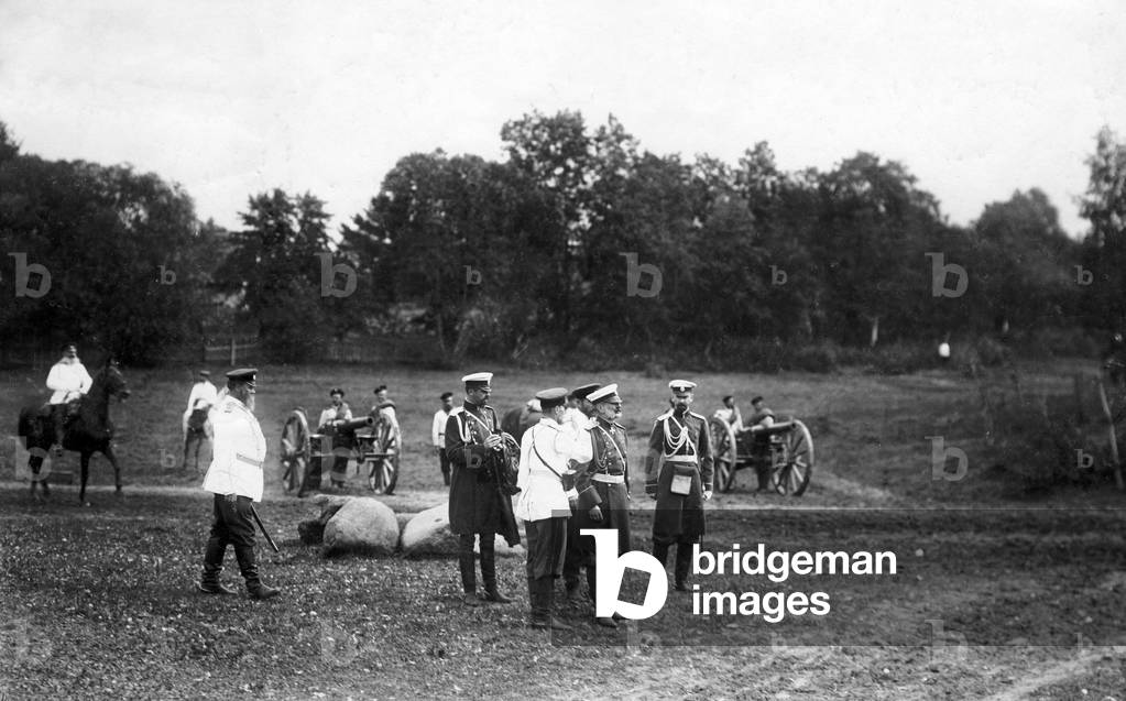 Grand Duke Vladimir attending a military exercise, 1903 (b/w photo)