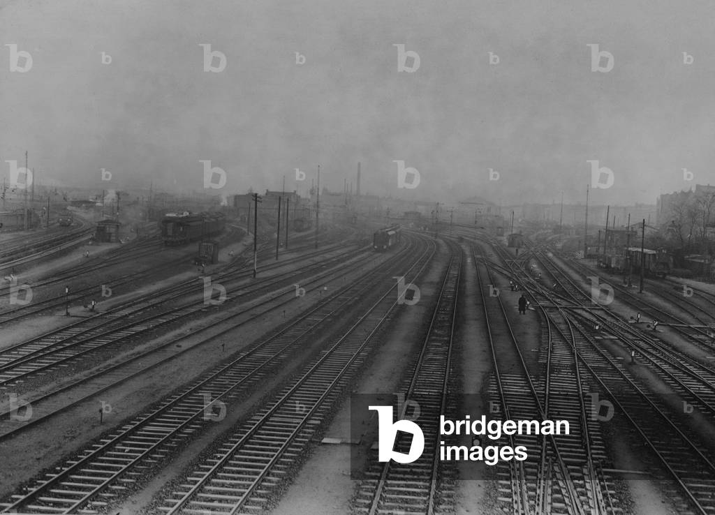 Railroad strike in the German Empire, 1922 (b/w photo)