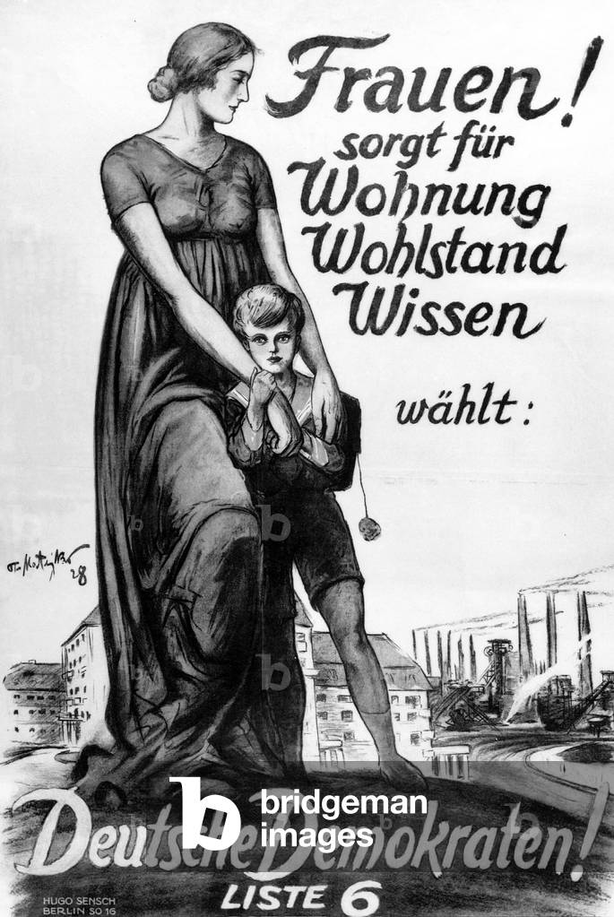 Election poster of the DDP, 1928 (b/w photo)