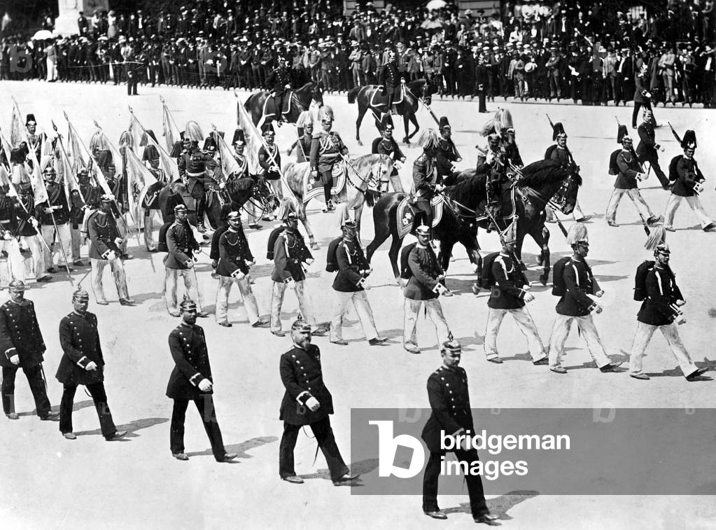 Emperor Wilhelm II at the Spring Parade, 1902 (b/w photo)