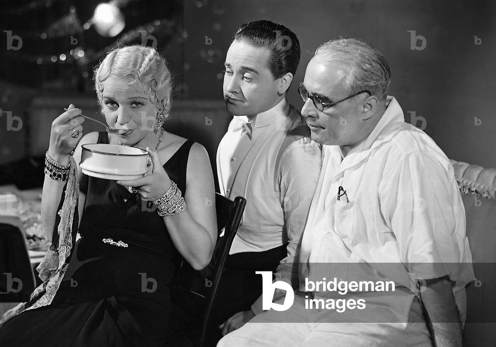 Gitta Alpar, Max Hansen and Carl Froelich on the set of 'She, or Nobody', 1932 (b/w photo)