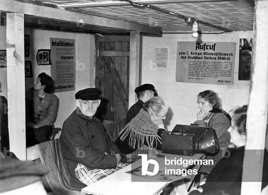 Air-Raid Shelter in a Tenement Building (b/w photo)