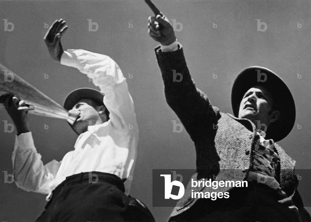 Luis Trenker on the set of 'The Emperor of California', 1936 (b/w photo)