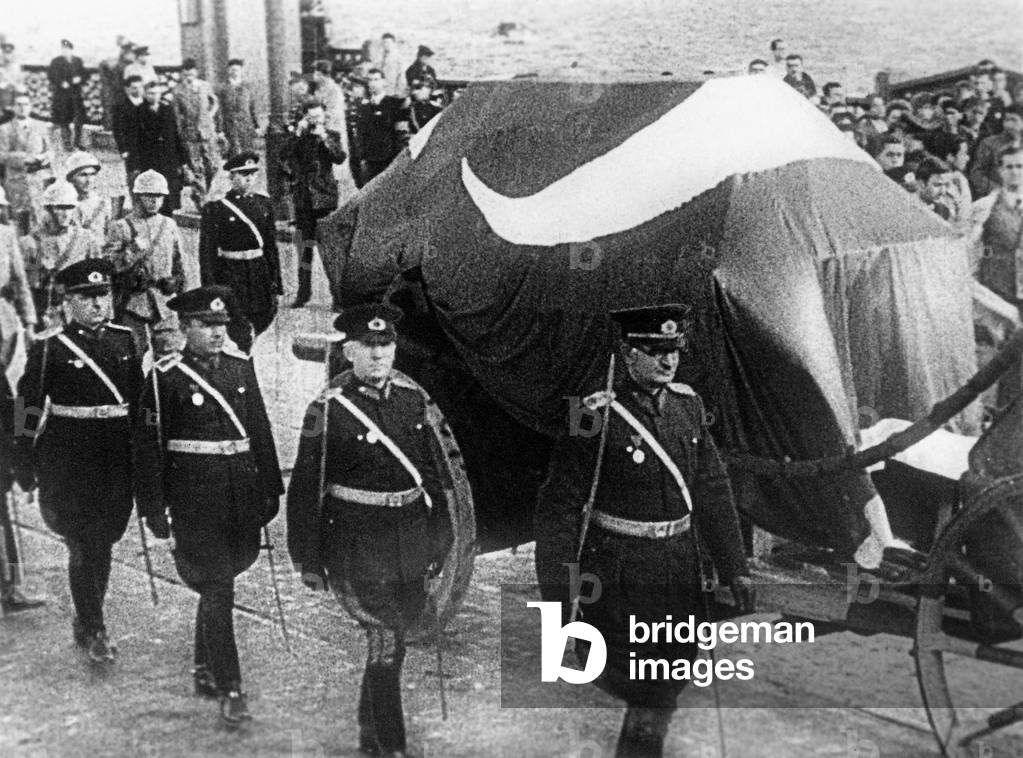 Funeral ceremonies for Mustafa Kemal Ataturk, 1938 (b/w photo)
