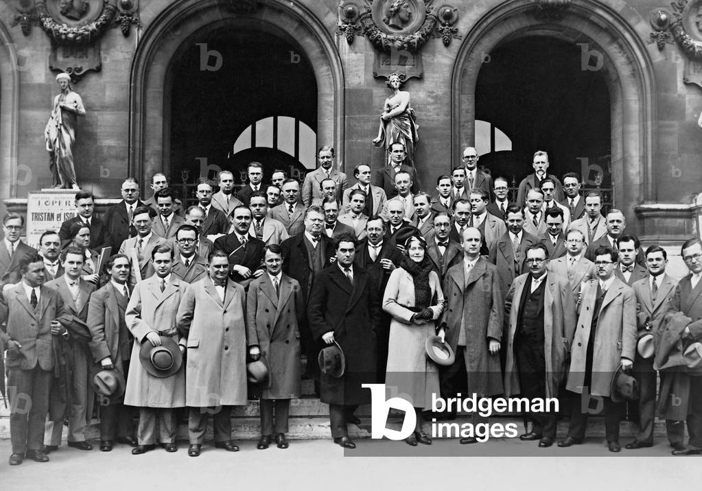 Wilhelm Furtwaengler with the Berlin Philharmonic Orchestra in Paris, 1931 (b/w photo)
