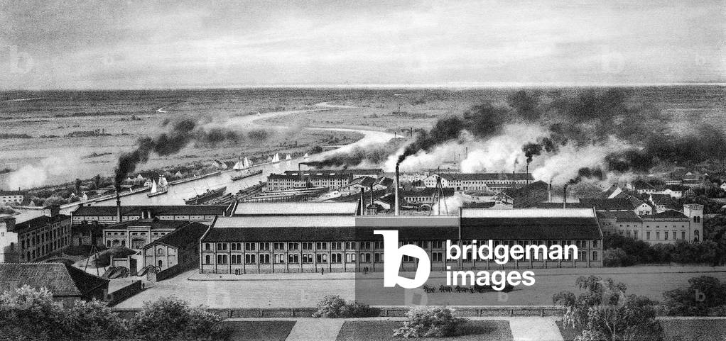 Machine factory of F. Schichau in Elbing, 1880 (b/w photo)