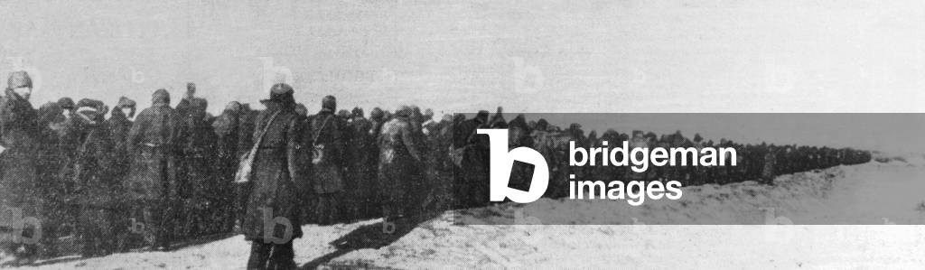 German prisoners of war after the capitulation in Stalingrad, 1943 (b/w photo)