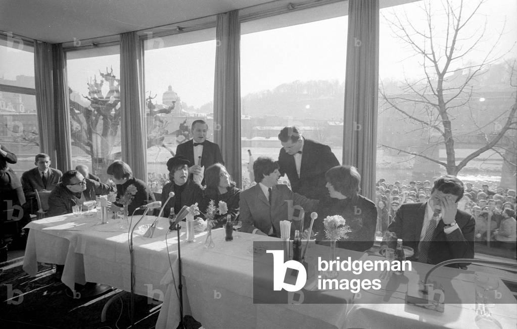 The Beatles in Salzburg, 1965 (b/w photo)