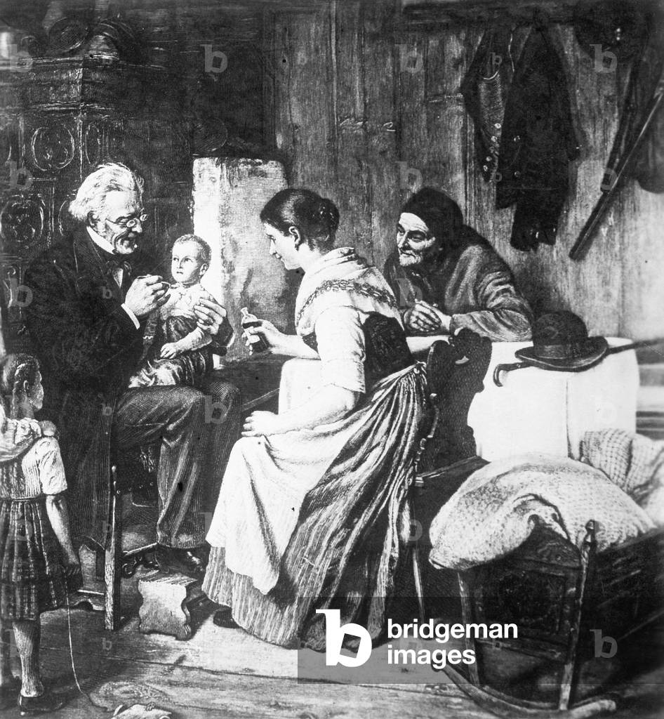 Domiciliary visit, 1880 (b/w photo)